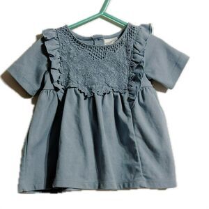 Rachel Zoe Blue Dress with Lace and Ruffles